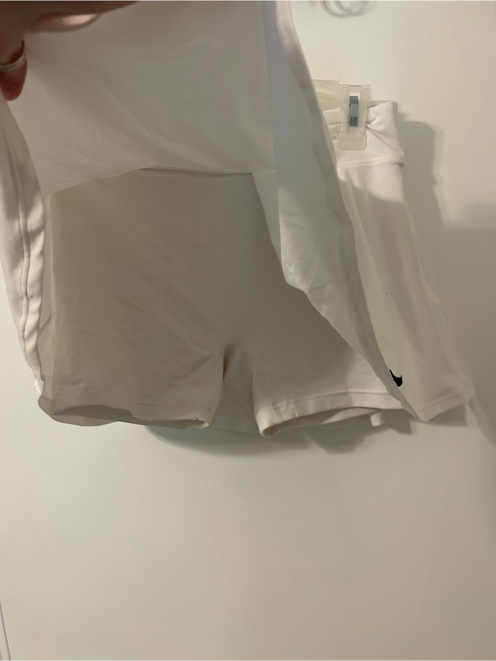 Nike White Skater Tennis Skirt with Black Swoosh - Picture 2 of 3